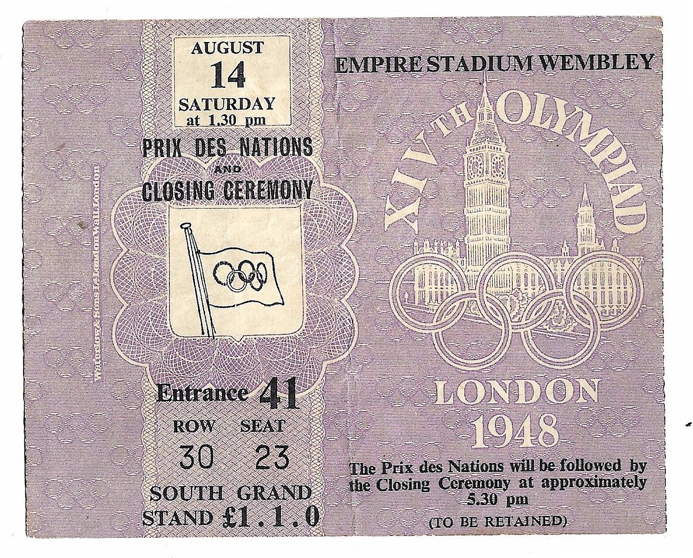 1948 London Ticket