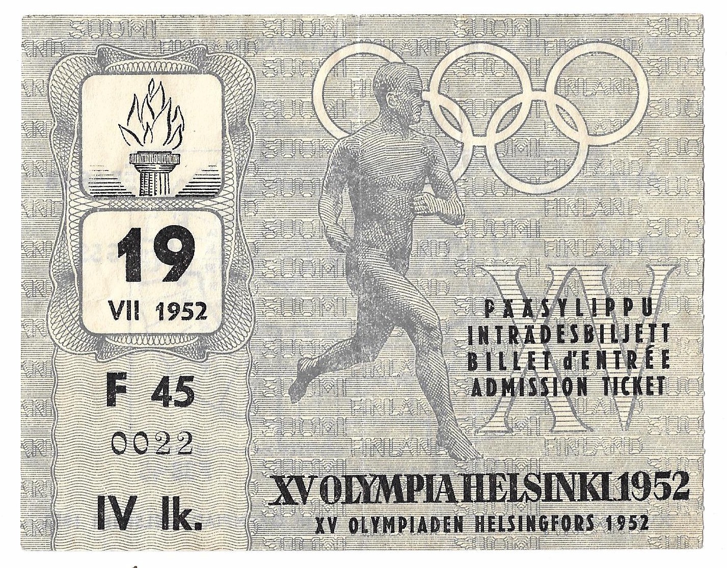 1952 Helsinki Ticket